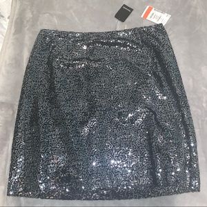 Tahari Sequined Skirt Black/Gunmetal